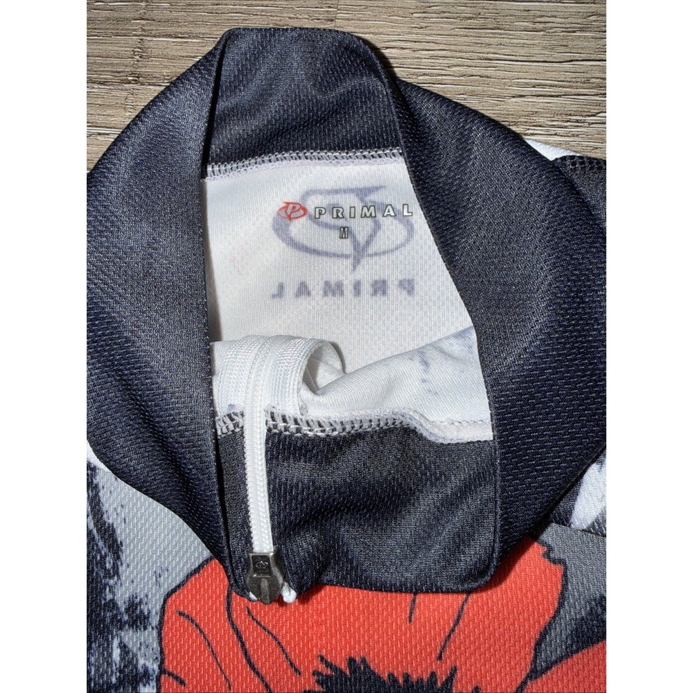 PRIMAL Women's Cycling Jersey M White Black Red Poppy Flower Biking Shirt - Picture 4 of 4